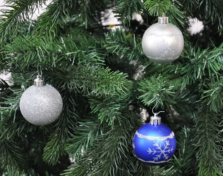 64x Kunststoff Christbaumkugeln Ø 6cm Kugel Box Glanz Glitzer Matt Dekor Inge inkl. Aufhänger, Farbe