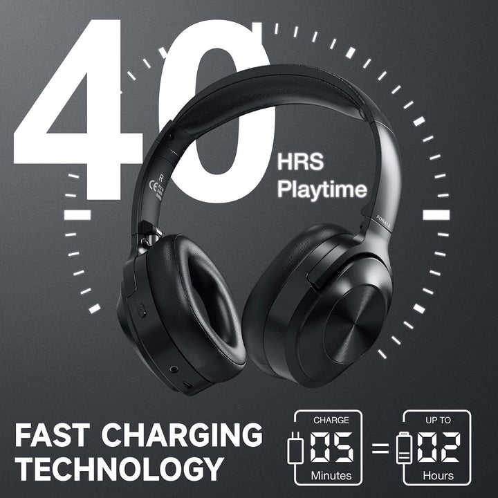 FORALL U20 Over Ear Kopfhörer Bluetooth Noise Cancelling Kopfhoerer, Fast Charging, 40H Spielzeit, A
