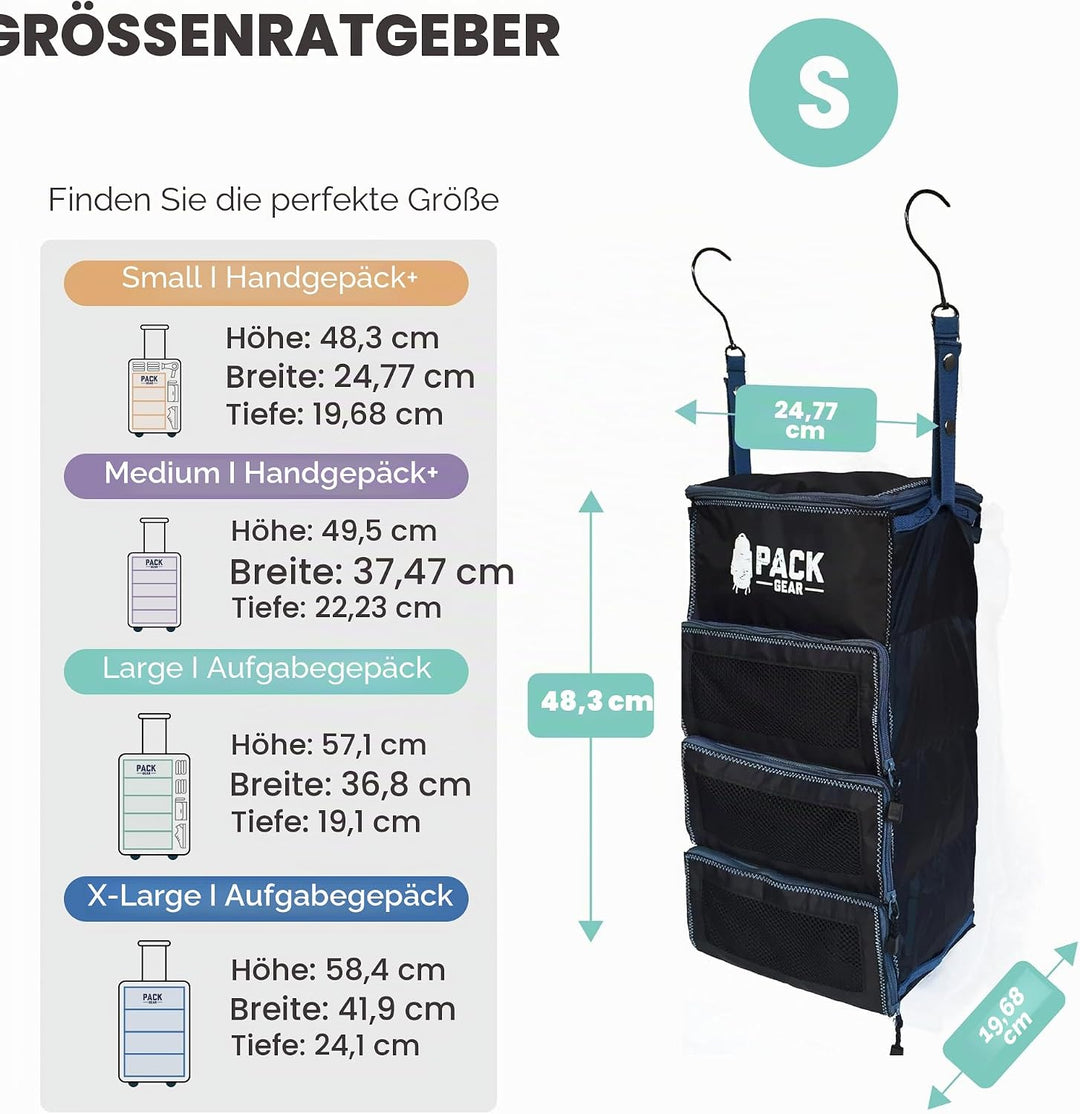 Pack Gear Hängekoffer-Organizer, Standard-Gepäck-Organizer zum Aufhängen, passt in jeden Handgepäck-