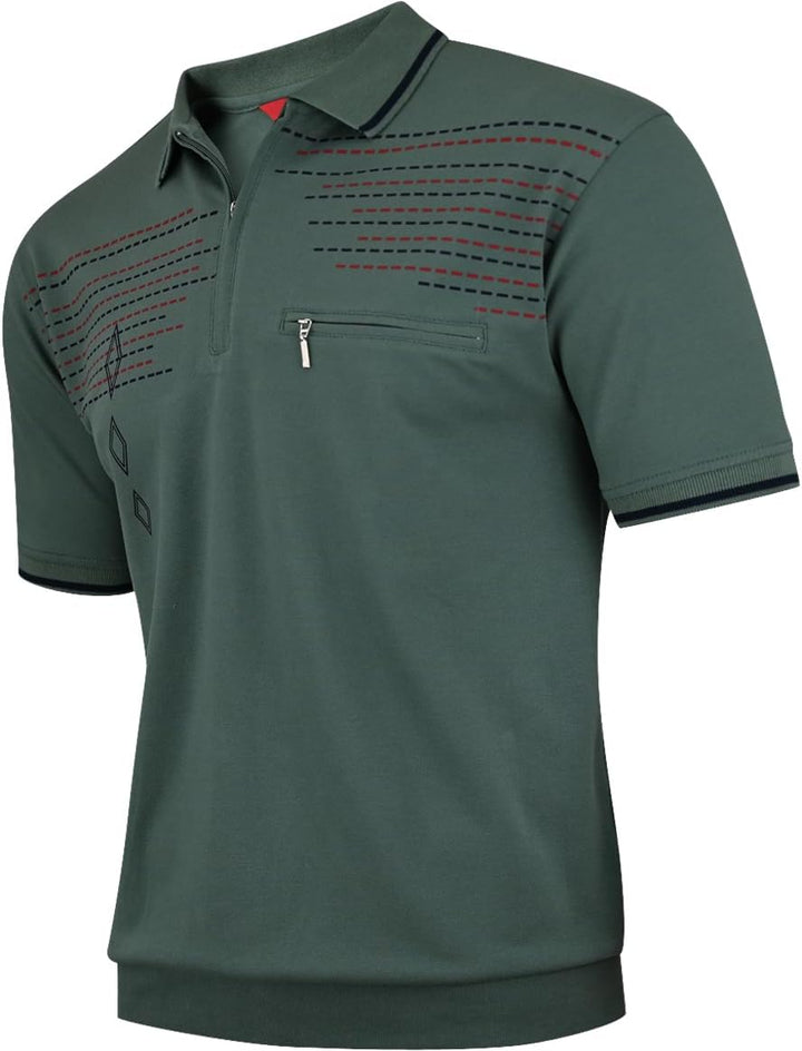 Soltice Herren Kurzarm Poloshirt, Polohemd Kragen, Gestreifte Blousonshirt mit Brusttasche aus Baumw