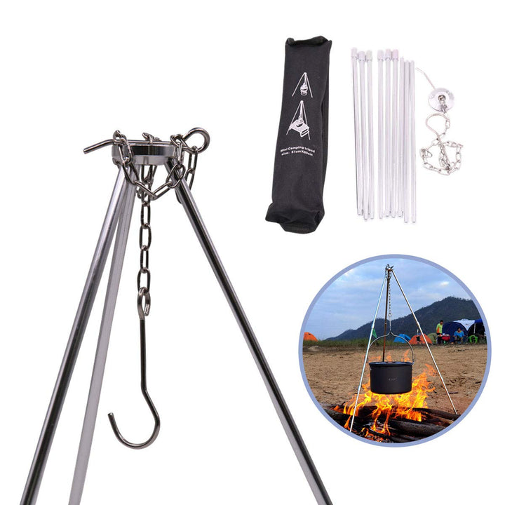 Rayeeley Tragbares Mini-Campingstativ, Lagerfeuer, Kochen, Dutch Oven Stativ, Verstellbares Stativ,