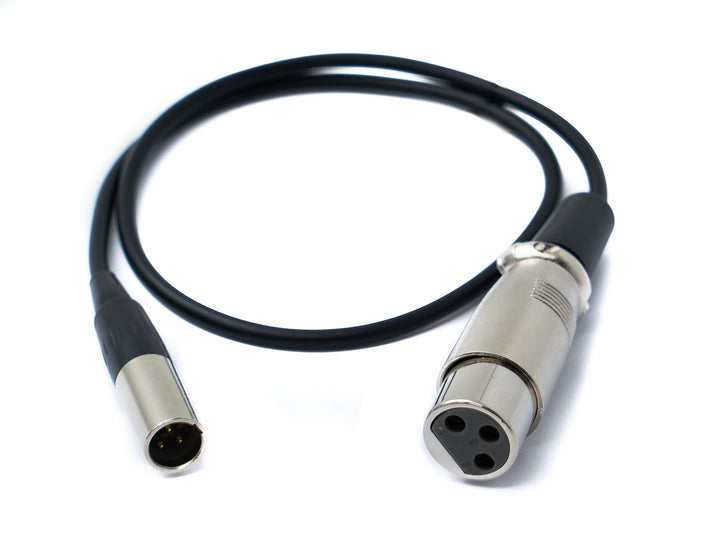 System-S Audio Kabel 50 cm Mini XLR 3 polig Stecker zu XLR 3 polig Buchse Adapter Schwarz