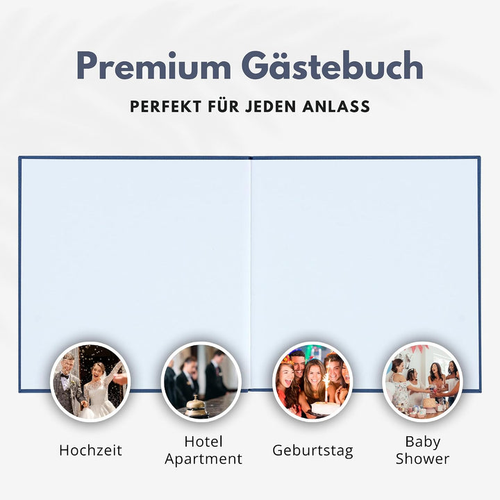 Gästebuch blanko 104 Seiten mit Leinen-Bezug und edler Prägung | Geburtstag Hochzeit Ferienwohnung T