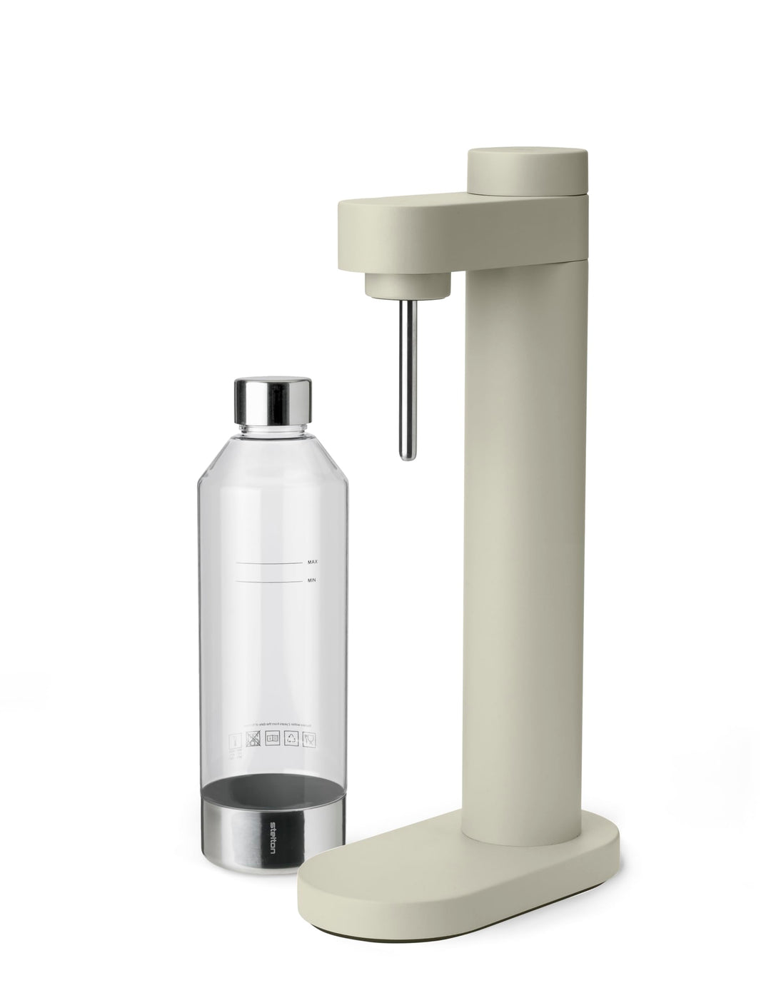 Stelton Brus Wassersprudler mit Flasche, Premium Carbonator für Wasser mit CO2 - Einstellbare Sprude