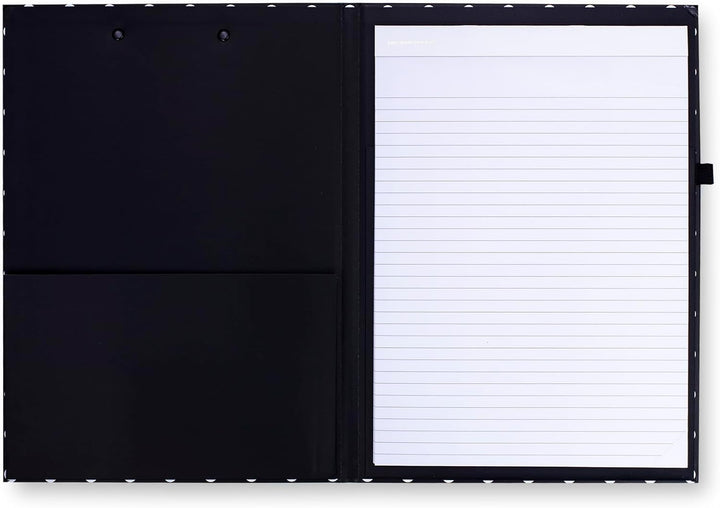 Kate Spade New York Clipboard Folio with Low Profile Clip, Black Professional Padfolio Includes Line