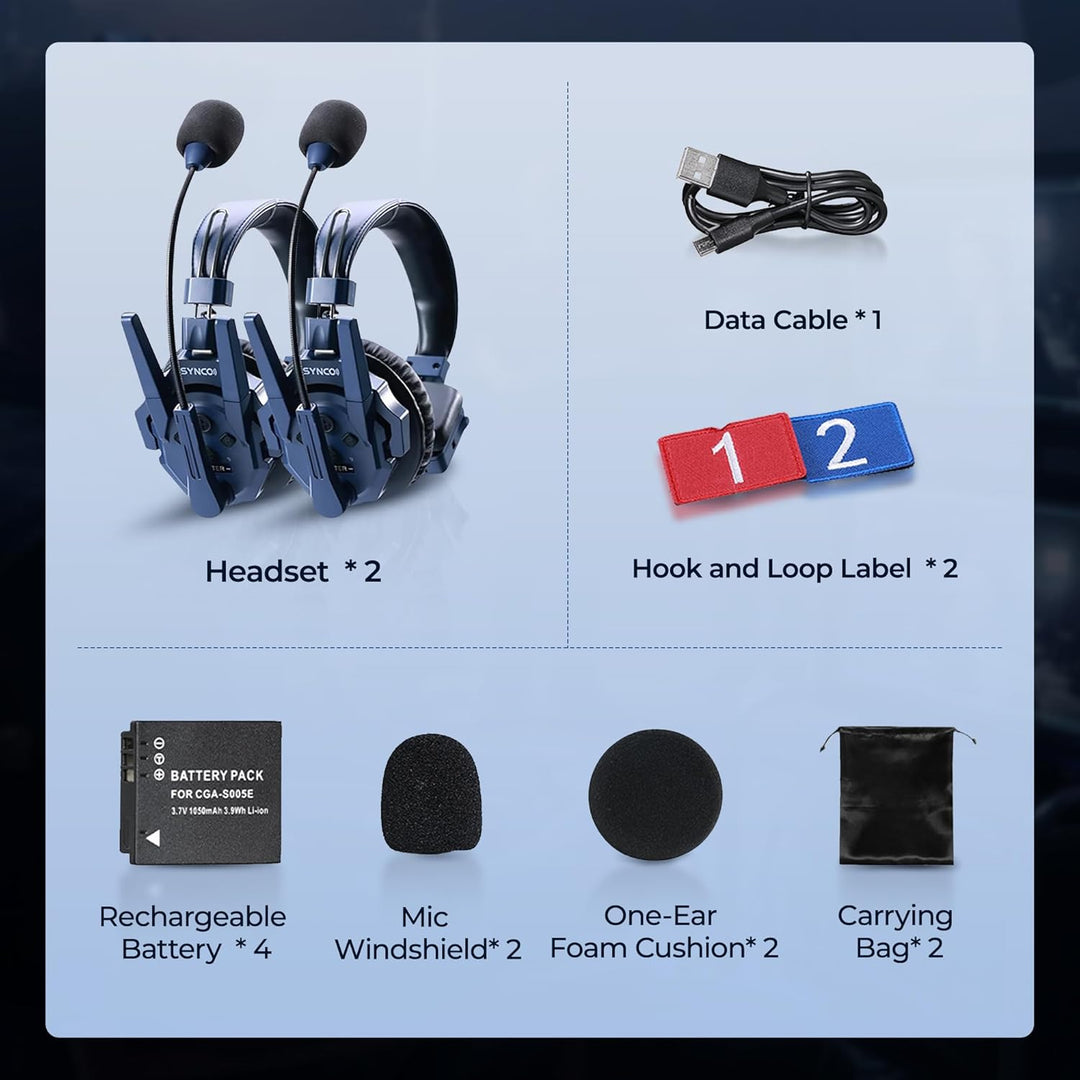 SYNCO Xtalk Master Wireless Intercom Headset System, 2,4 GHz Full-Duplex, 500 m Reichweite, Masterfr