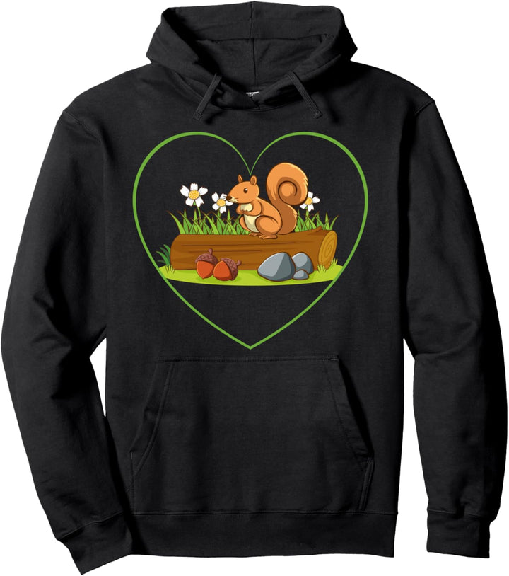 Tier des Waldes Waldbewohner Tierfreund Herz Eichhörnchen Pullover Hoodie