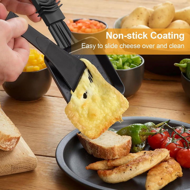 8er Set Raclette Pfännchen antihaftbeschichtet, Mini Grill Pfännchen Ersatz mit 8 Schaber und schwar