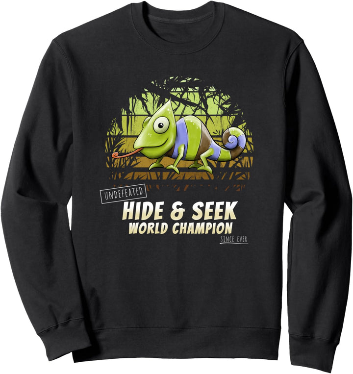 Versteck-Spiel Champion im Dschungel l Comic Chamäleon Sweatshirt