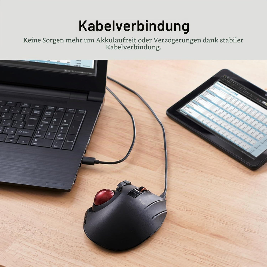 ELECOM Kabelgebundene / drahtlose / Bluetooth-Trackball-Maus, 8-Tasten-Funktion mit reibungsloser Tr