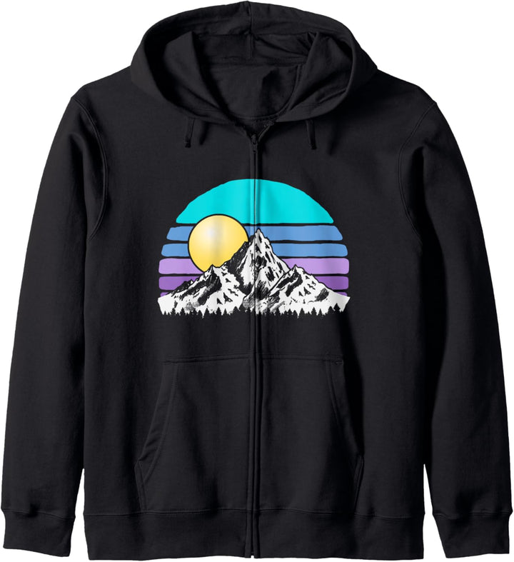 Vintage Mountain Sunset Eighties Hiking &amp; Outdoors 80s Kapuzenjacke