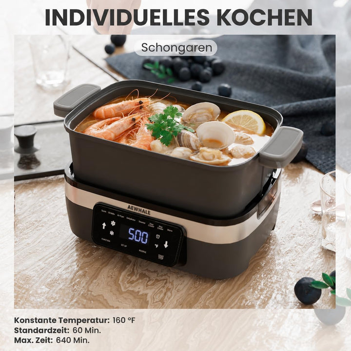 AEWHALE Multifunktions-Elektropfanne mit Backblech,32.5 * 21 cm
