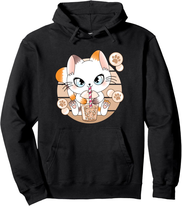 Japanische Anime Kawaii Bubble Tea Katze Otaku Boba Tea Pullover Hoodie