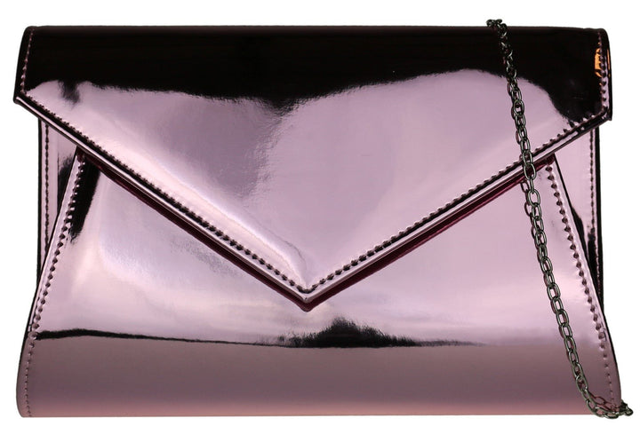 Girly Handbags Damen Clutch aus Kunstleder, glänzend Rose, Rose