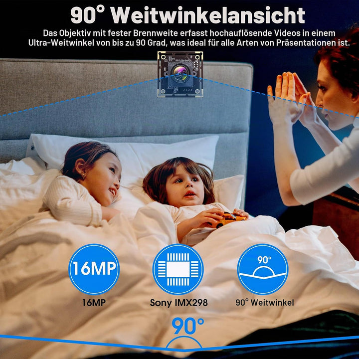 ELP 16MP USB-kameramodul Ultra HD 3496P USB-Kamera mit IMX298 Bildsensor Webcam, Plug and Play Embed