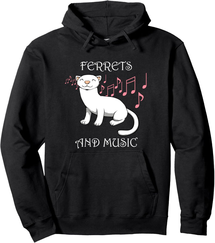 Frettchen und Musik Niedlicher Nager Musiknoten Pullover Hoodie