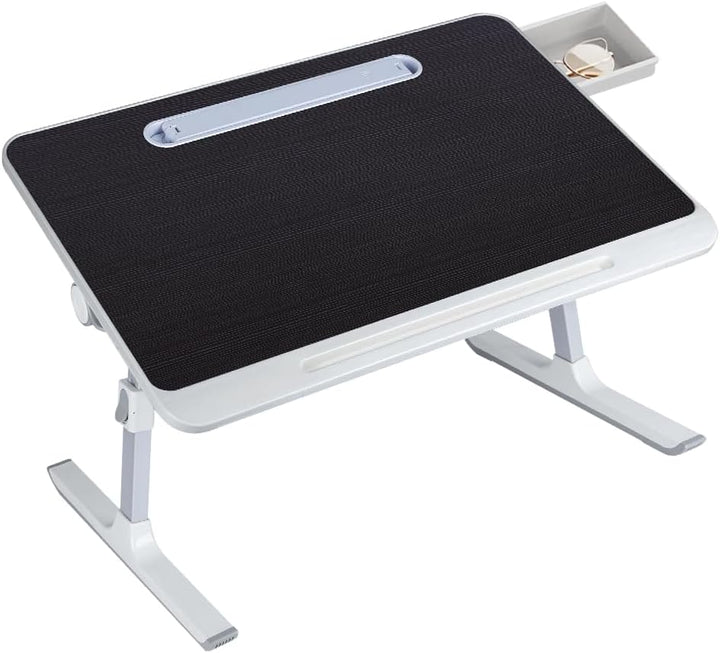 Betttisch Klappbar, Laptoptisch, Einstellbare Höhe, mit Buchständer, Schublade, Lap Stopper, Tablet