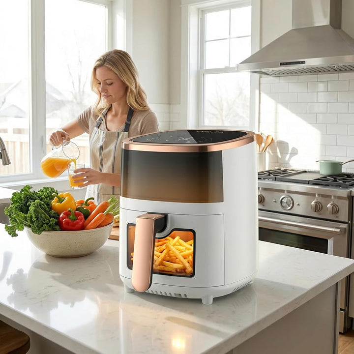 Heissluftfritteuse 6L Airfryer mit 8 Programme, Rapid Air Heisslufttechnologie, Touchscreen, Sichtfe