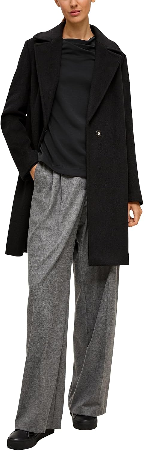 s.Oliver BLACK LABEL Damen Sweatshirt mit Wasserfall Kragen 36 Schwarz, 36 Schwarz