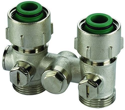 Simplex Einrohrarmatur absperrbar, vernickelt, Durchgangsform, R 3/4 AG