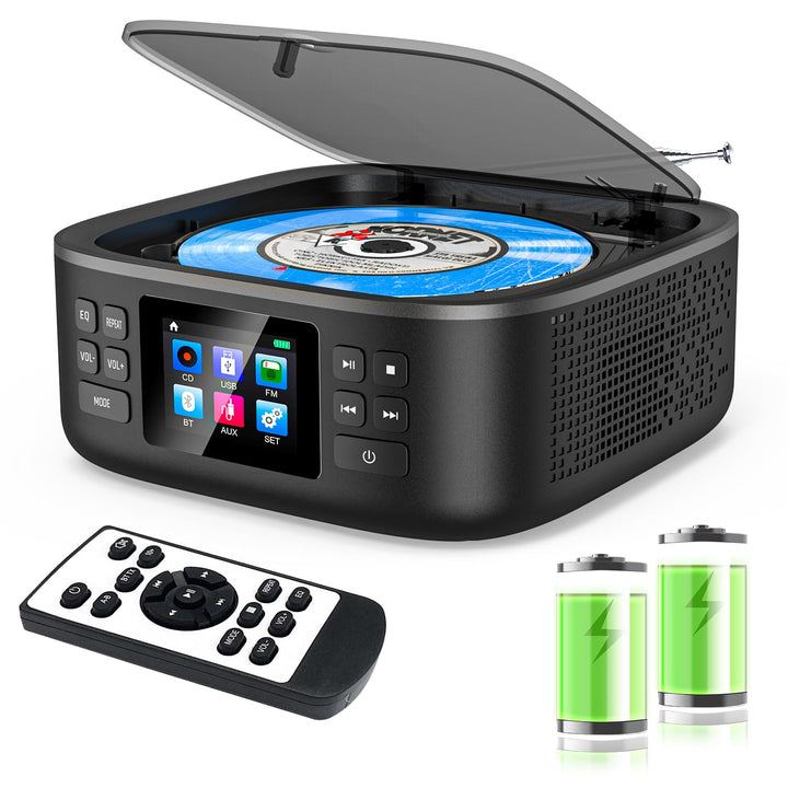 CD Player Tragbar, CCHKFEI Boombox CD Player Bluetooth &amp; Radio FM mit Dual Stereo Lautsprecher LED-B