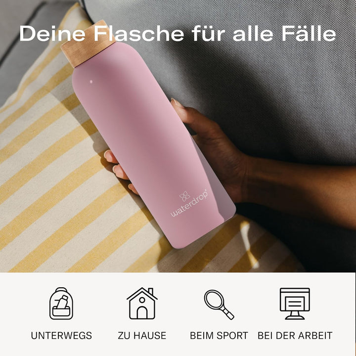 waterdrop® Edelstahl Trinkflasche 600ml - auslaufsichere Trinkflasche Kohlensäure geeignet &amp; BPA fre