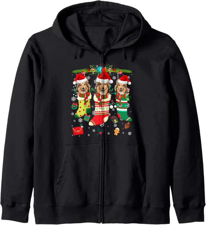 Rough Collie lustige Weihnachts- und Adventszeit Kapuzenjacke