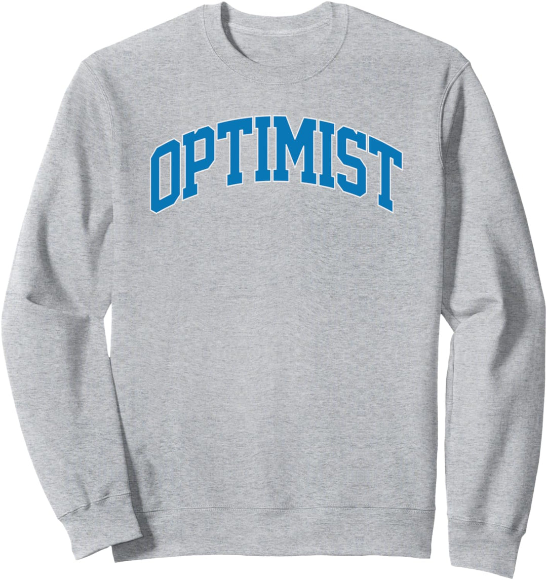 Optimist, Bold Blue Collegiate Text Sweatshirt