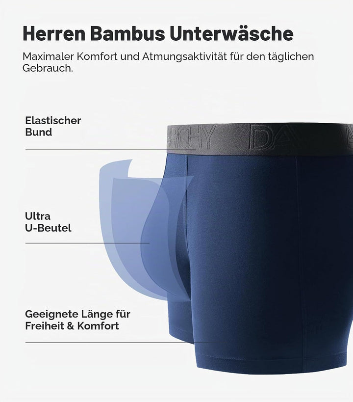 DAVID ARCHY Herren-Unterwäsche Atmungsaktive Boxershorts Bambus Rayon Trunks Multipack S Marineblau*