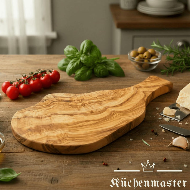 Küchenmaster Olivenholz Schneidebrett, Holzbrett, Servierbrett, Steakbrett, Käsebrett, Frühstücksbre