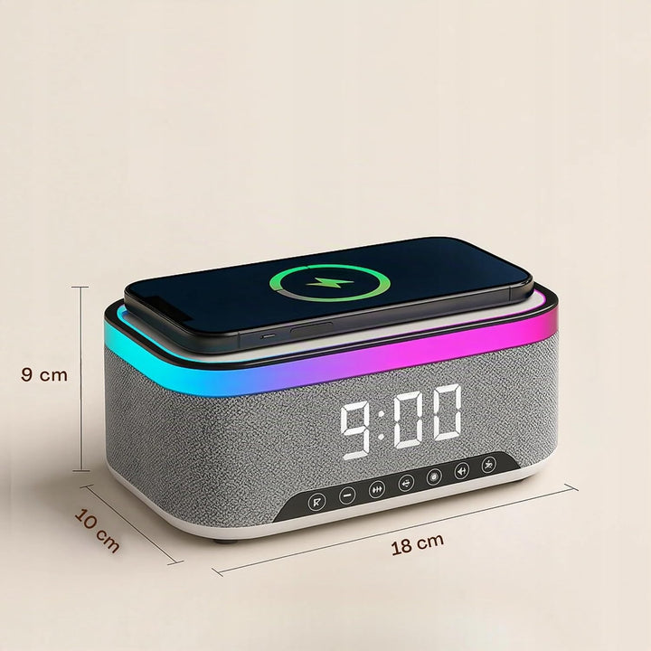 Radio wecker Digital mit Ladestation, 15W Fast Wireless Charger, Digitaler Radiowecker mit Bluetooth