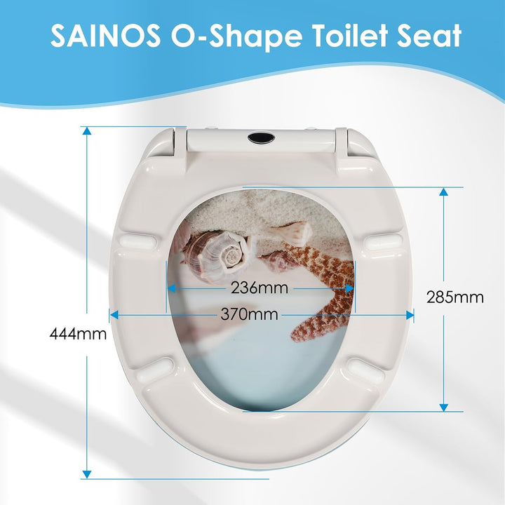 Duroplast-Toilettensitz, O-förmiger Toilettendeckel mit Soft-Close-Mechanismus, Edelstahlscharnier,
