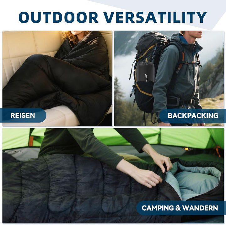 Clostnature Schlafsack Camping - Leichter Schlafsack für Erwachsene mit Kleines Packmass, Kompakter