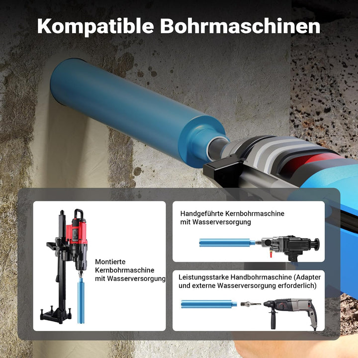 Wiltec Diamantbohrkrone Typ 1 (Shark) Ø 82 mm, Bohrkrone 450 mm, 1¼ UNC Nassbohrkrone, Diamantbohrer
