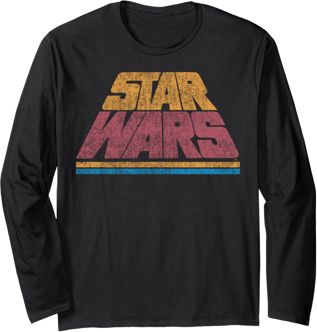Star Wars Retro Stacked Text Logo Langarmshirt