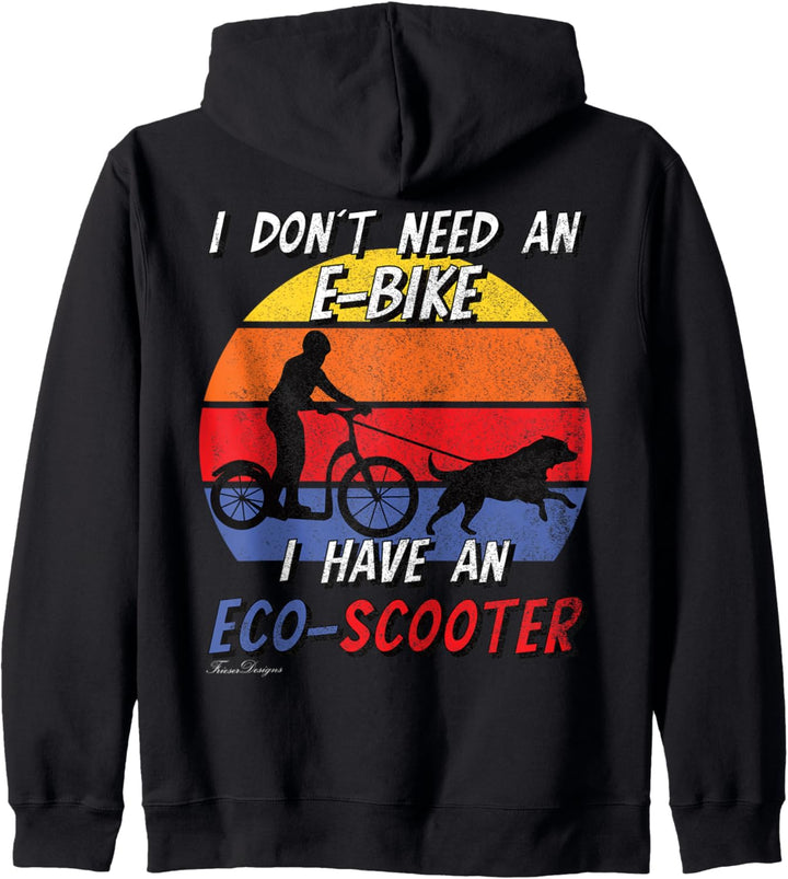 Dog-Scooter lustiger Spruch E-Bike Hunde dog-scooting Husky Kapuzenjacke