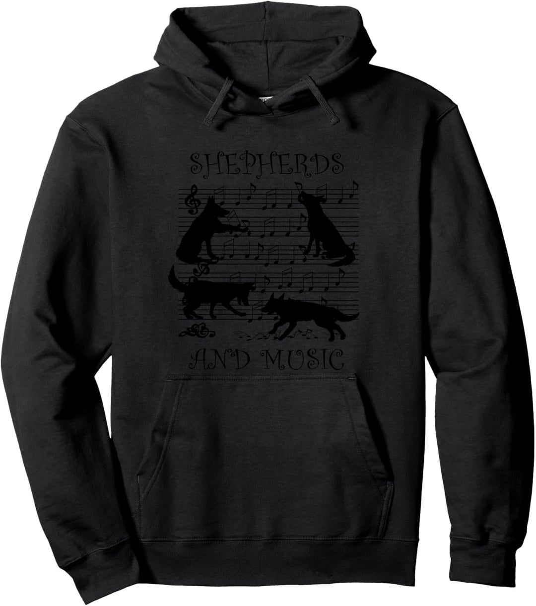Deutscher Schäferhund Musiknoten Musik Note Pullover Hoodie