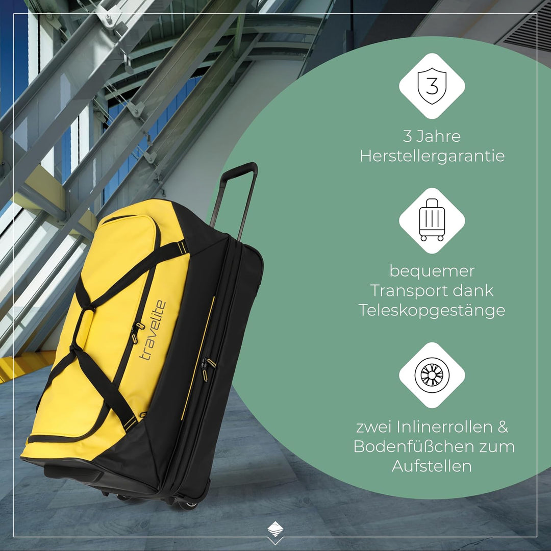 Travelite Trolley Reisetasche mit Rollen aus wasserabweisendem Material, Basics Weichgepäck Rolltasc