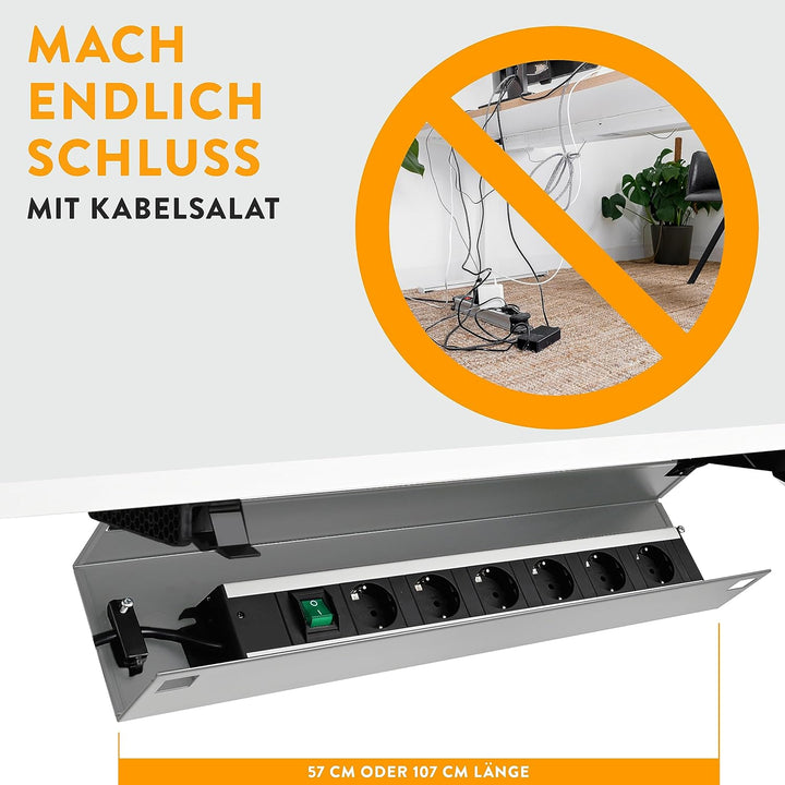boho office® Kabelkanal Schreibtisch Kabelmanagement Kabelbox - beidseitig klappbare Kabelwanne inkl