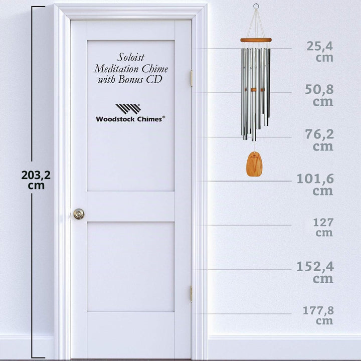 Woodstock Windspiel Meditation Chime, Silber, 99,8 cm