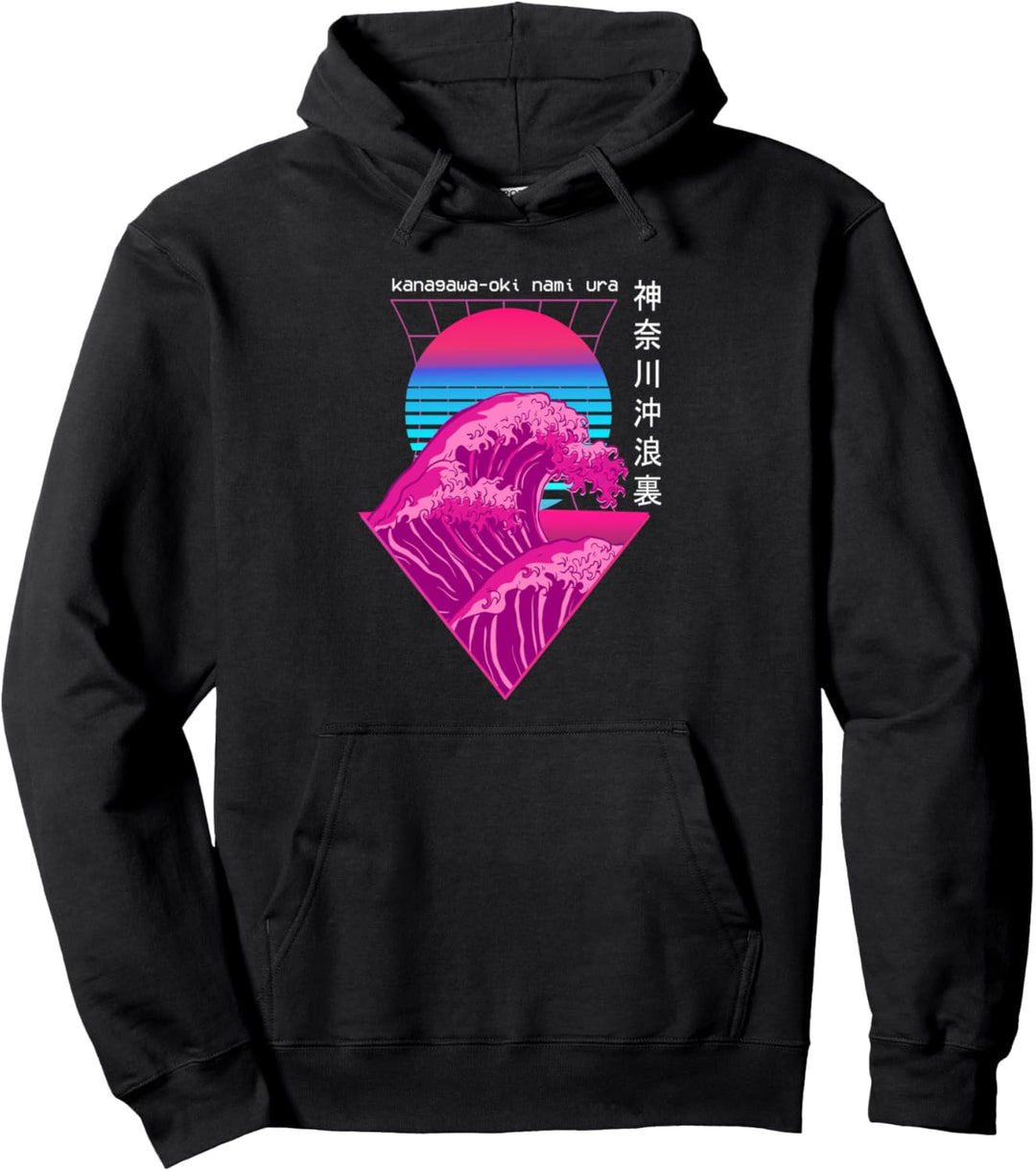 Die Grosse Welle Vor Kanagawa - Vaporwave Japan Aesthetic Pullover Hoodie