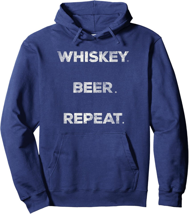 Whiskey Beer Repeat Vintage Pullover Hoodie