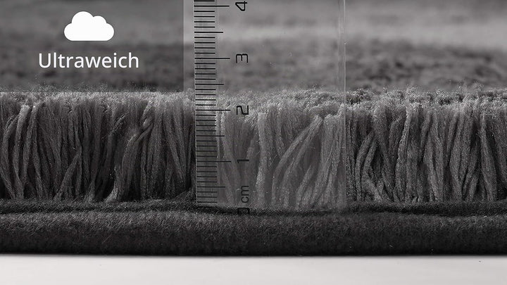 FLUFFY Badteppich für Eckduschen, Hochflor aus Mikrofaser, rutschfeste Unterseite (Rund | Innenmasse