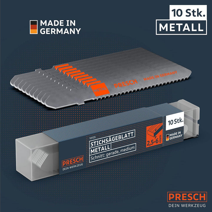 Presch Stichsägeblätter Metall 10 Stk. (Medium Schnitt) - Präzise Schnitte in mittelstarke Bleche (2
