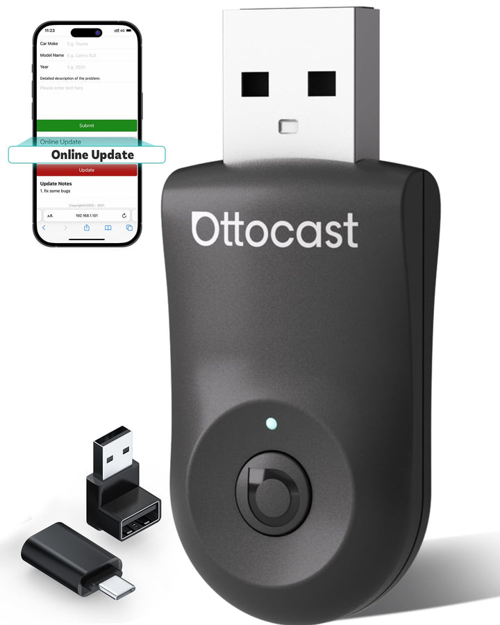 Neu 2025 Ottocast Mini Flow – Wireless CarPlay Adapter &amp; Android Auto Adapter, 2-in-1 Dongle, Plug &amp;