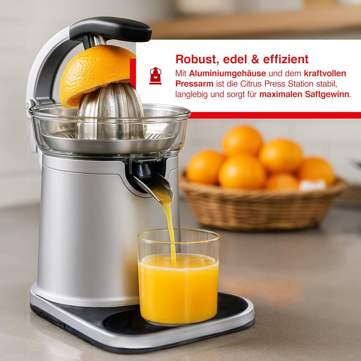 Solis Citrus Press Station 8454 Zitruspresse - Elektrischer Edelstahl Entsafter - Automatische Saftp