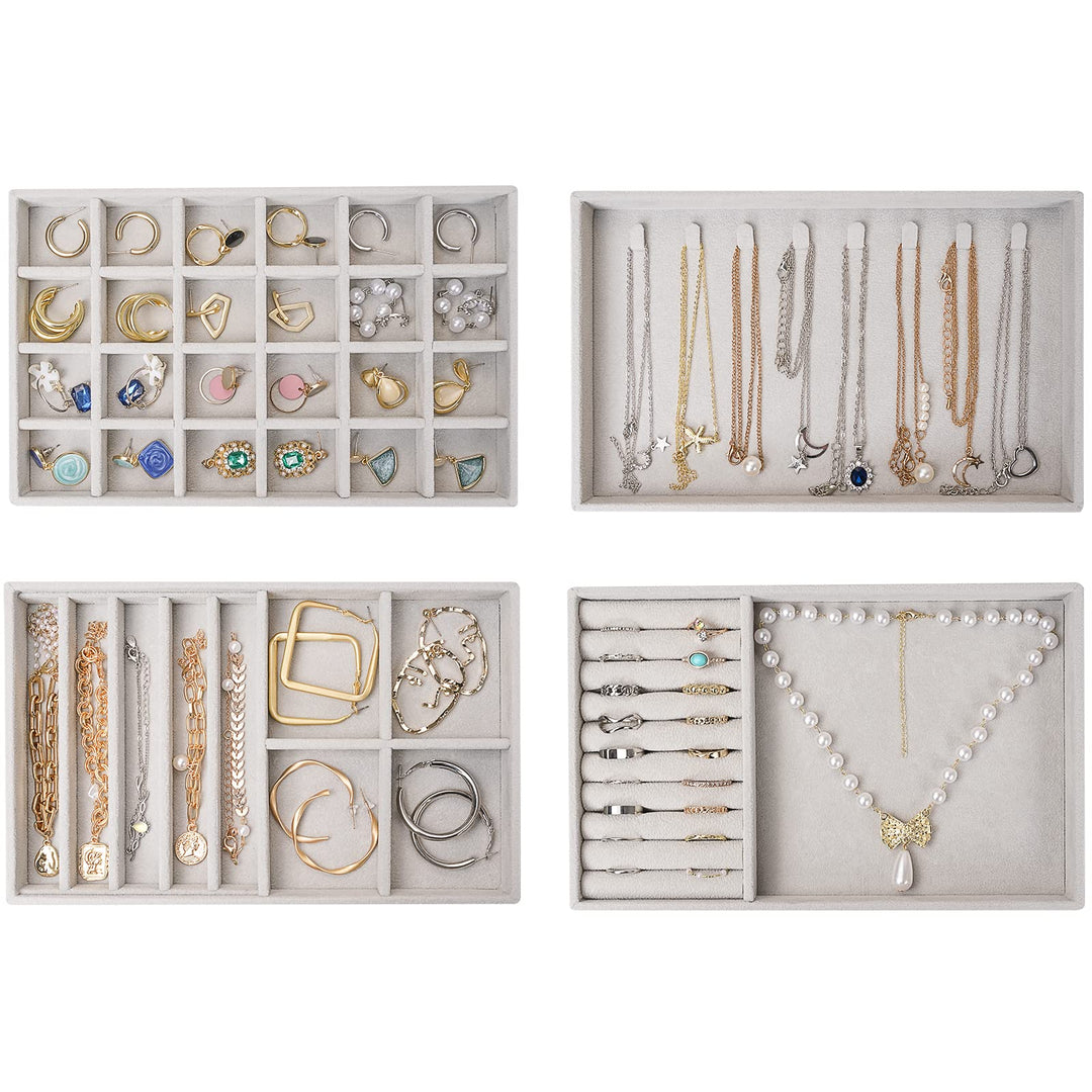 ProCase Schmucktablett Organizer Set mit 4 Schmuckschalen, Stapelbar Schmuck Schublade Organizer, Sc
