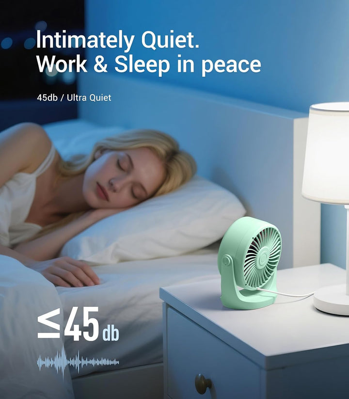 Diveblues USB Turbo Tischventilator, Ultra-Leiser Mini Ventilator, Leistungsstarker Wind, LED-Displa