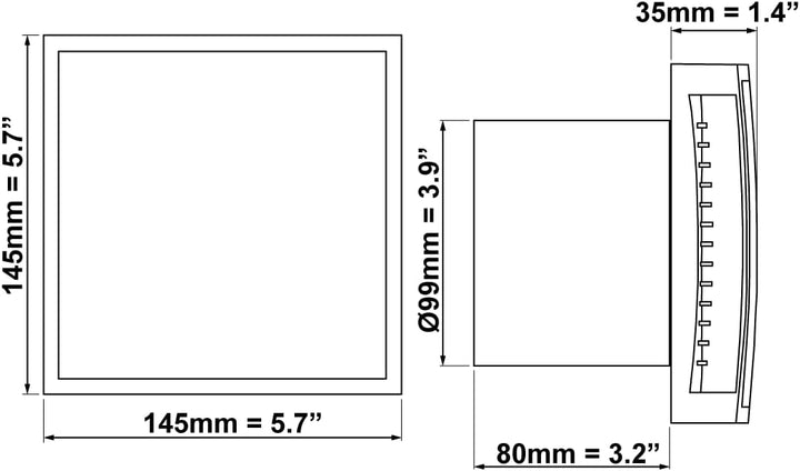 EUROPLAST Ø 100mm Silber Bad-Lüfter mit Front, Leise Ventilator Lichtschalter-Aktivierung, Ø 100mm S