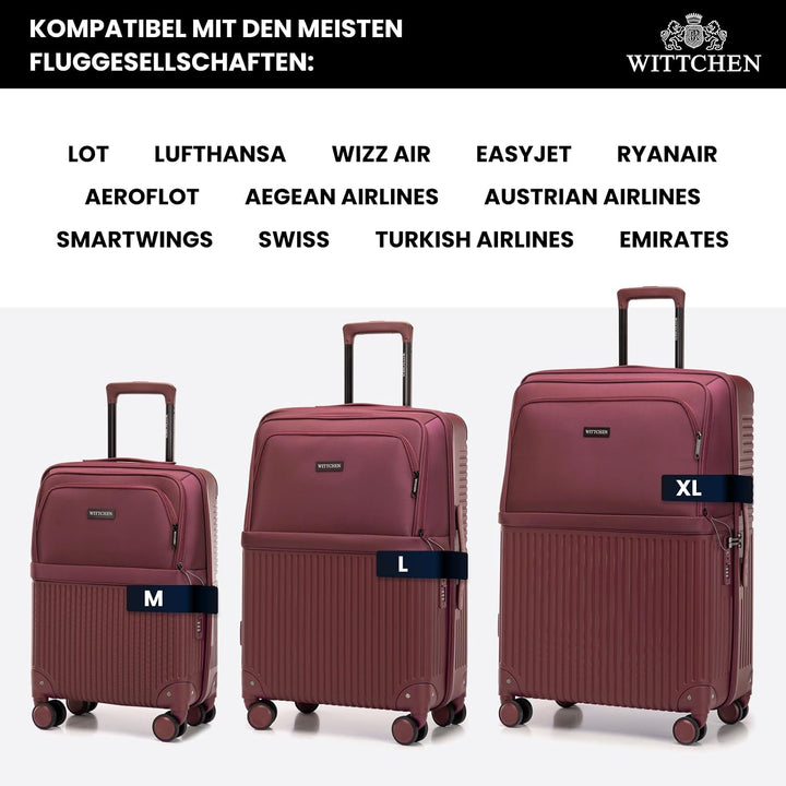 WITTCHEN AXIS | 55x37x21,5 Handgepäck Koffer Kabinentrolley | Hybrid ABS Nylon mit Laptopfach 15 Zol